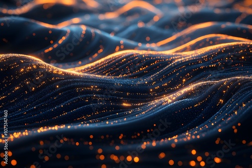 Wallpaper Mural Abstract waves with glowing particles create a mesmerizing visual effect. Torontodigital.ca