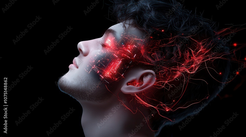 Digital Human Face with Cyber Elements Digital Human Face with Cyber Elements