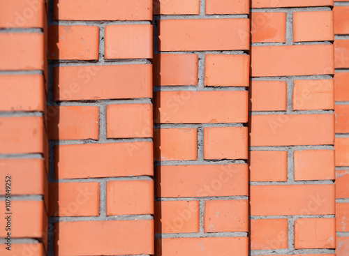 Grooved bricked wall bokeh background