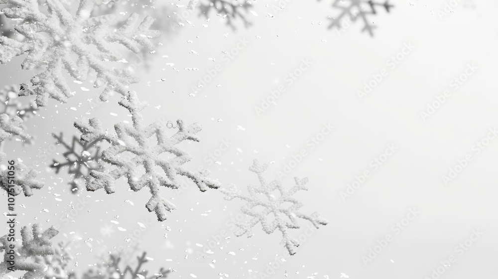 Obraz premium A snowy winter background with white snowflakes falling, isolated on white
