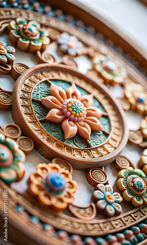 Macro Close Up of Traditional Korean Lunar Calendar Illustrating Seollal Concepts with Intricate Designs, Vibrant Colors, Cultural Heritage and Multiple Copy Space for Stock Photography