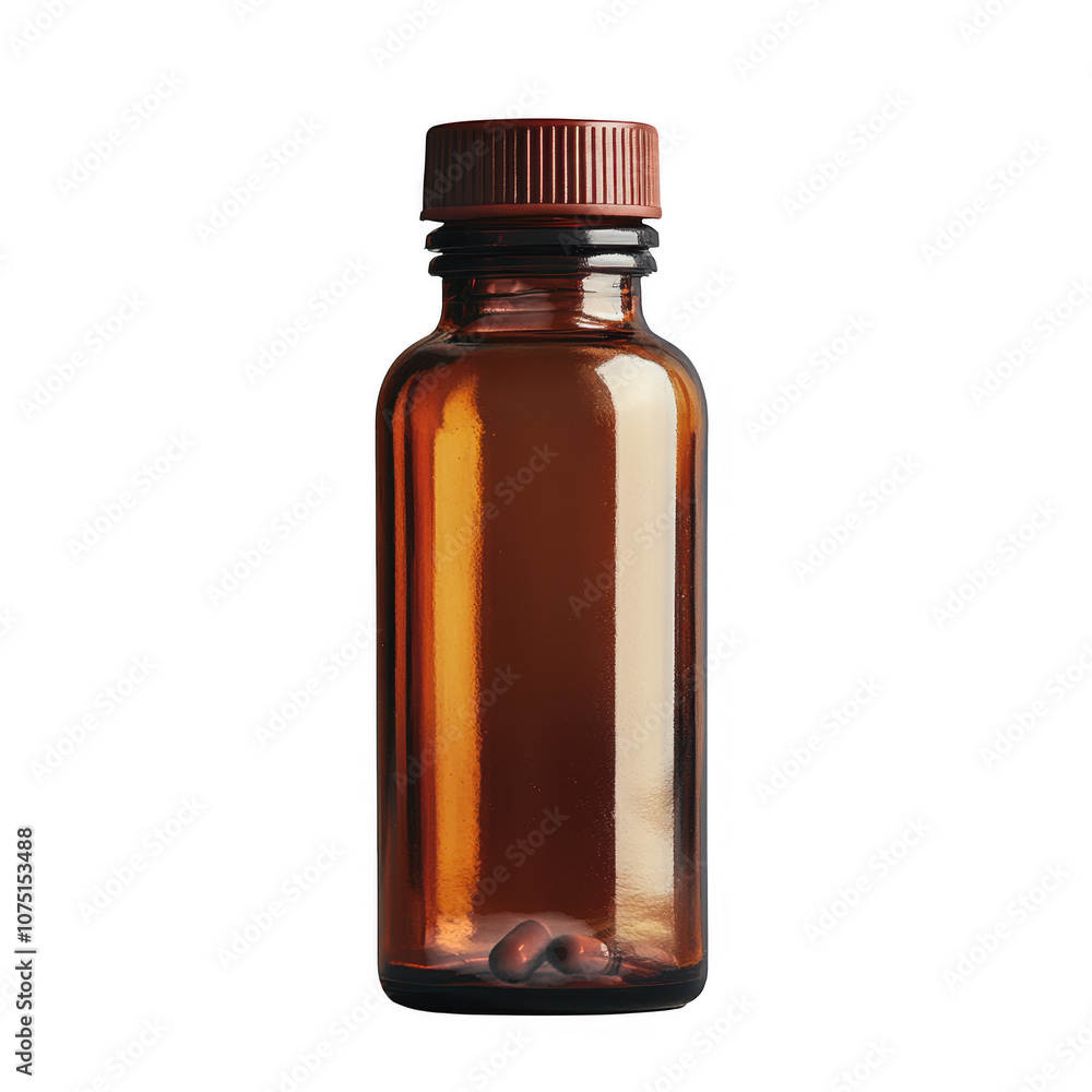 Amber Glass Bottle with Red Cap Amber Glass Bottle with Red Cap