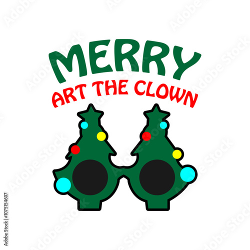 Merry art the clown sunglasses scene movies tee shirt design. Merry christmas design For clothing, t shirt, sticker, etc
