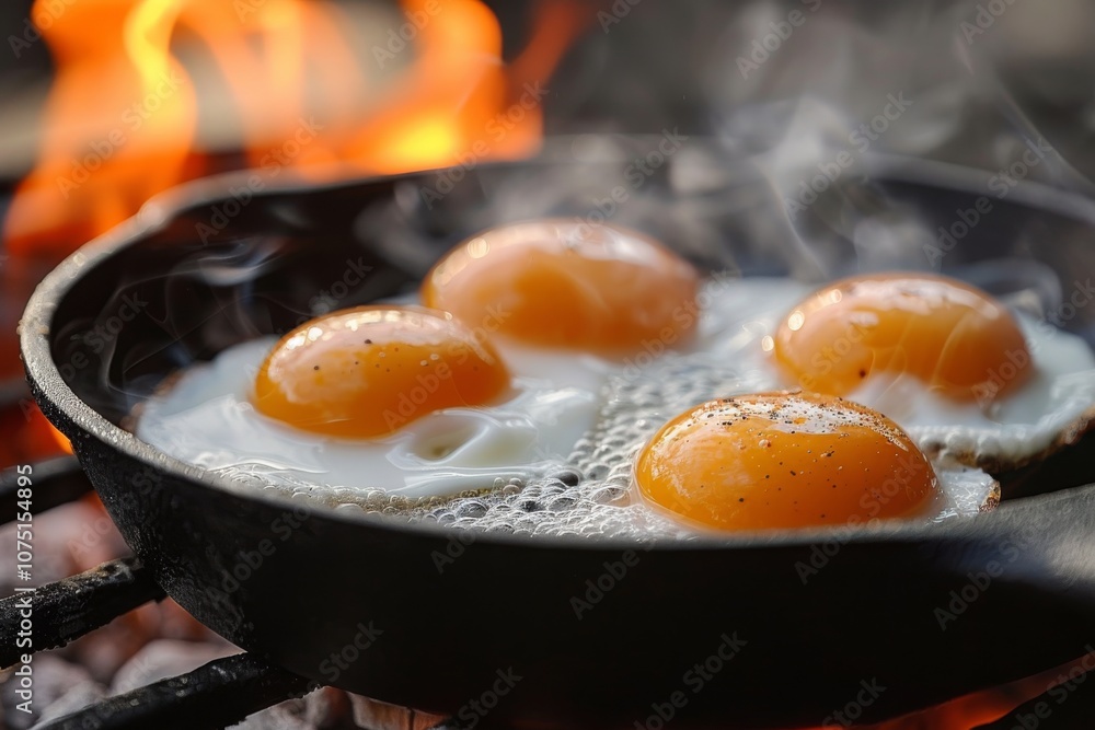 Eggs on the fire: the perfect breakfast in the fresh air Eggs on the fire: the perfect breakfast in the fresh air