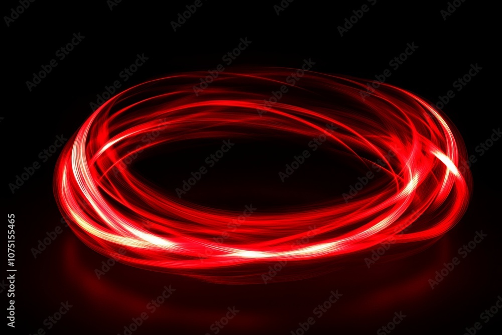 Abstract Red Glowing Light Ring on Black Background. AI generated illustration Abstract Red Glowing Light Ring on Black Background. AI generated illustration