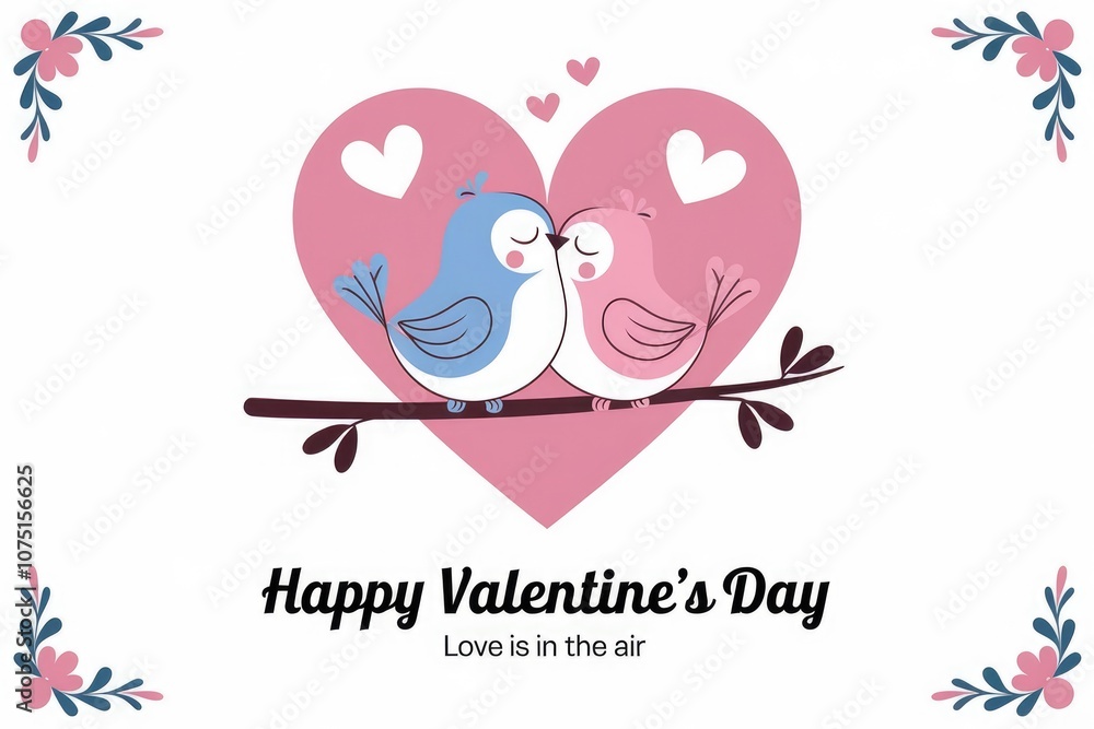 Two birds perched on a branch sharing a loving moment. Two birds perched on a branch sharing a loving moment.