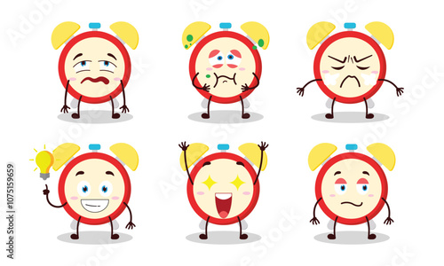 funny clock with different expressions design illustration