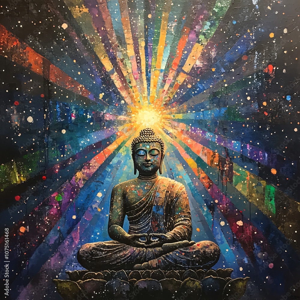 custom made wallpaper toronto digitalBuddha in Cosmic Light - Meditation and Enlightenment