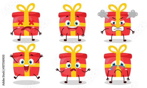 cute gift box with many expressions design illustration