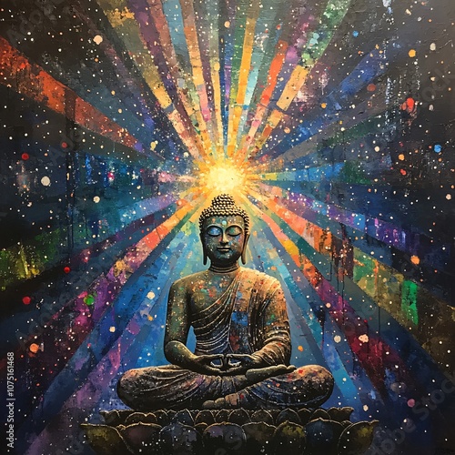 Wallpaper Mural Buddha in Cosmic Light - Meditation and Enlightenment Torontodigital.ca