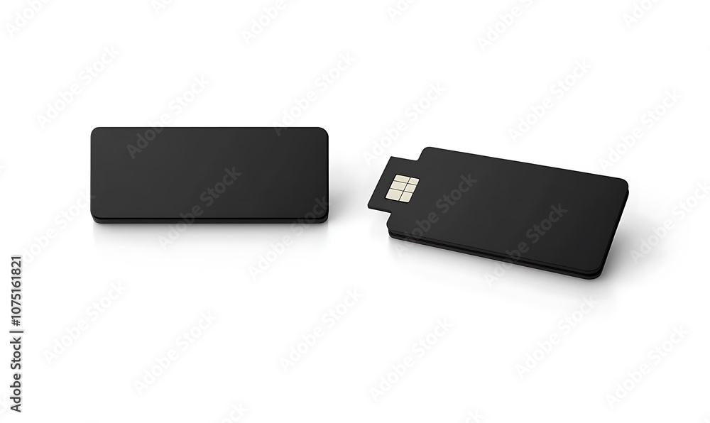 Black plastic wafer usb card mock up, opened and closed, clipping path, 3d rendering. Visiting flash drive namecard mockup Black plastic wafer usb card mock up, opened and closed, clipping path, 3d rendering. Visiting flash drive namecard mockup