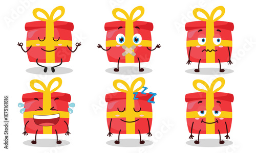 funny gift box with various expressions design illustration