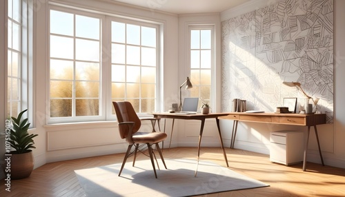 Fototapeta Naklejka Na Ścianę i Meble -  Photo interior modern design room 3d illustration