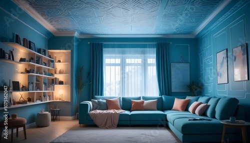 Fototapeta Naklejka Na Ścianę i Meble -  Photo interior modern design room 3d illustration