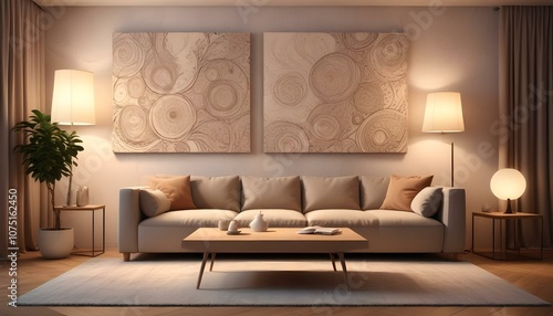 Fototapeta Naklejka Na Ścianę i Meble -  Photo interior modern design room 3d illustration