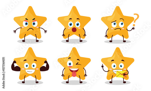 funny star with different expressions character design illustration