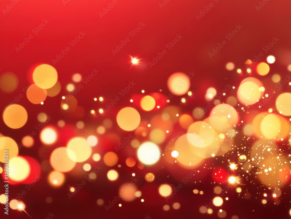 Vibrant abstract background with golden bokeh on a red backdrop. Vibrant abstract background with golden bokeh on a red backdrop.