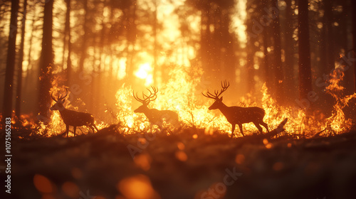 Deer or wildlife faces crisis as forest fires rage the impact of climate change on nature