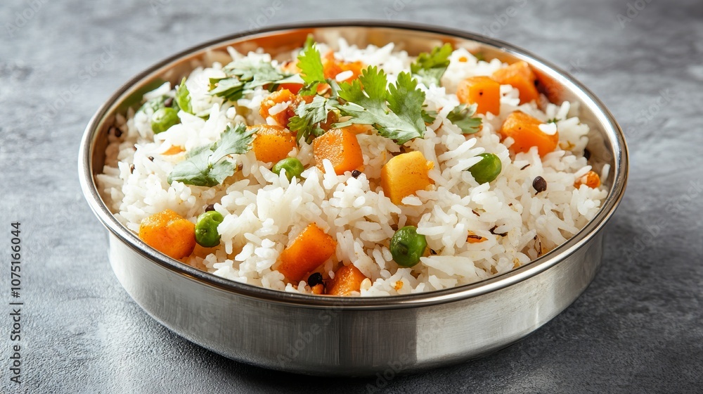 Delicious Indian Meal with Rice, Vegetables, and Chutney. AI generated illustration Delicious Indian Meal with Rice, Vegetables, and Chutney. AI generated illustration