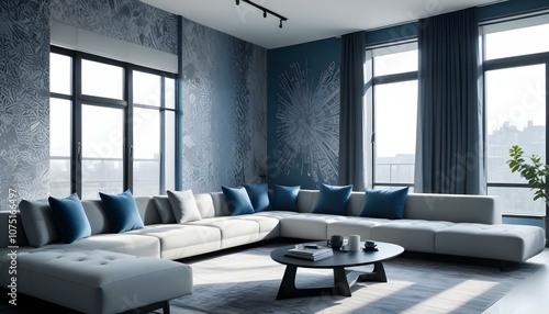 Fototapeta Naklejka Na Ścianę i Meble -  Photo interior modern design room 3d illustration