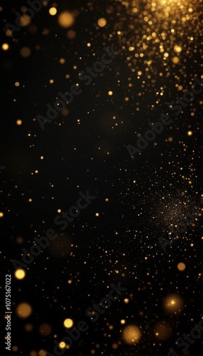Golden glitter burst on black background for a festive atmosphere