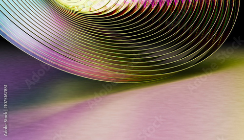 Abstract spiral structure with iridescent colors on a gradient background. photo