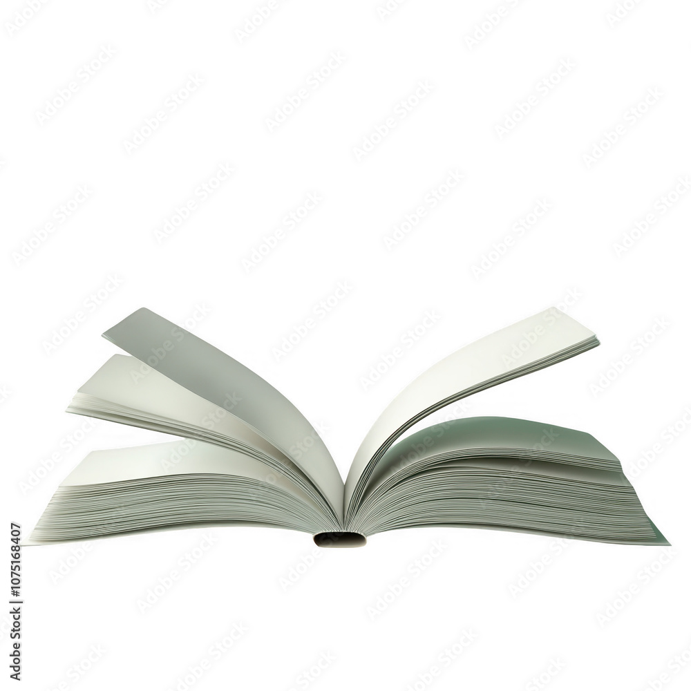 Open Book with Blank Pages on White Background