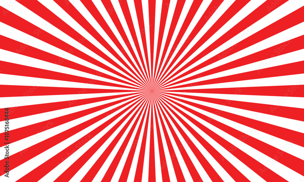 Fototapeta premium red sunburst spiral backgroundVintage poster art with a red and white sunburst design on a textured background.