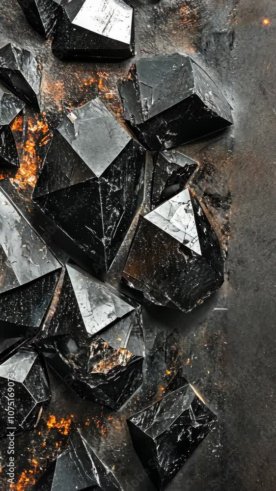 Black crystals sparkling on dark background Black crystals sparkling on dark background