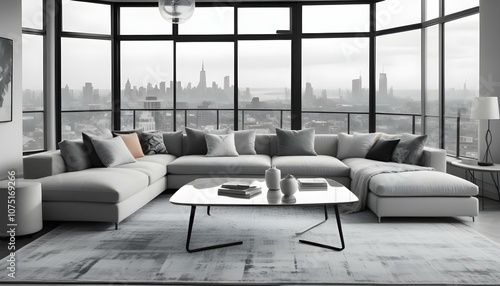 Fototapeta Naklejka Na Ścianę i Meble -  Photo interior modern design room 3d illustration