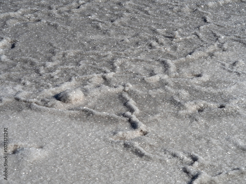 Salt extraction in salt pools with salt crystals in the village of Turlida, Mesolongi, Greece photo