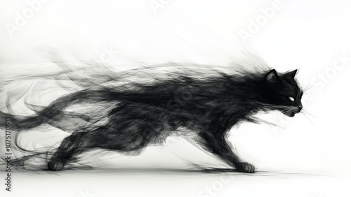 Dynamic Cat in Motion on Bright White Background