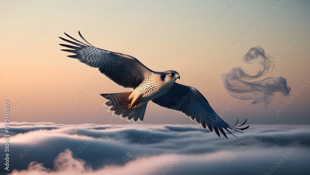 Fototapeta premium Bird Flying Through Clouds, generative AI