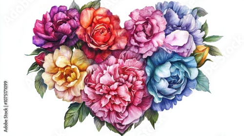 A heart-shaped arrangement of colorful flowers, showcasing their beauty and vibrancy.