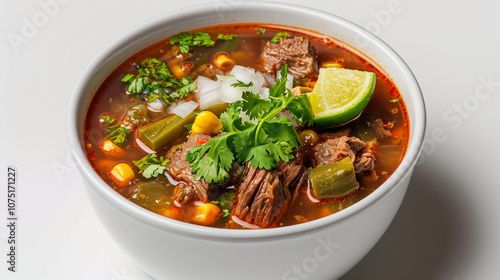 Caldo de Res - Traditional Mexican Beef Soup with Vegetables photo