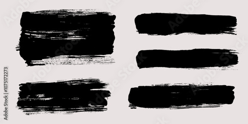 Brush strokes vector. Painted line and rectangle banner collection. Long and wide grunge background. Grain texture design elements