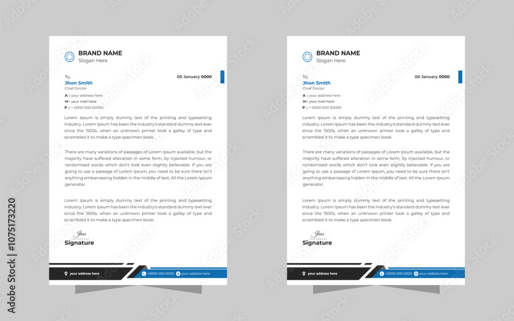 Obraz premium Abstract Corporate Business Style Letterhead Design Vector Template For Your Project. Simple And Clean Print Ready Design, Elegant Flat Design Vector