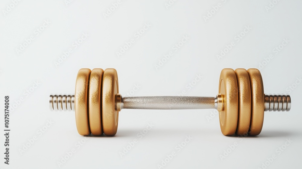 Fototapeta premium A symbolic dumbbell with a wooden finish, representing fitness, strength training, and healthy lifestyle choices.