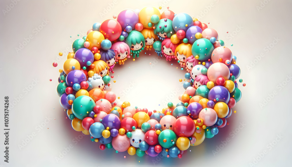 3D Bokeh Balloons Circle Vibrant Colors Digital Art Celebration Group Cohesion Ample Copy Space Festive Cheerful Design Chibi Icon Isolated White Background 3D Bokeh Balloons Circle Vibrant Colors Digital Art Celebration Group Cohesion Ample Copy Space Festive Cheerful Design Chibi Icon Isolated White Background
