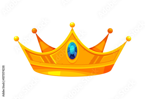 Princess or queen wealthy decor with gemstone or diamond. Vector isolated elegant crown made of gold. Precious stones and wealthy jewelry for nobility and royal family. Treasure of monarch power