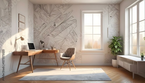 Fototapeta Naklejka Na Ścianę i Meble -  Photo interior modern design room 3d illustration