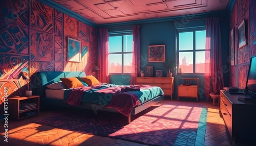 Fototapeta Naklejka Na Ścianę i Meble -  Photo interior modern design room 3d illustration