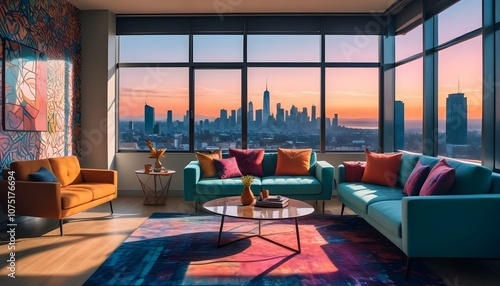 Fototapeta Naklejka Na Ścianę i Meble -  Photo interior modern design room 3d illustration