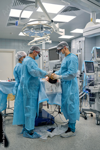 team of surgeons are working in the operating room