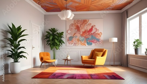 Photo interior modern design room 3d illustration