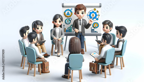 3D Community Manager Facilitating Focus Group Concept Icon for Community Insights Research | Ample Copy Space for Text | Professional Discussions Guides in Isolated White Background