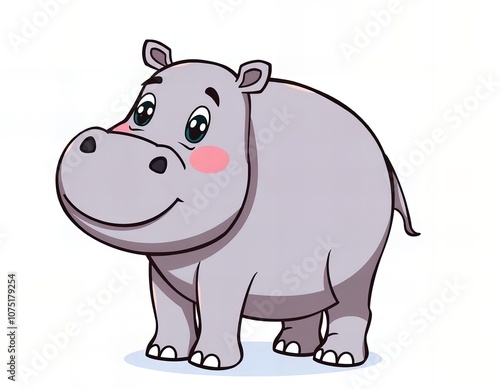 a photography of a cartoon hippo with a big smile.