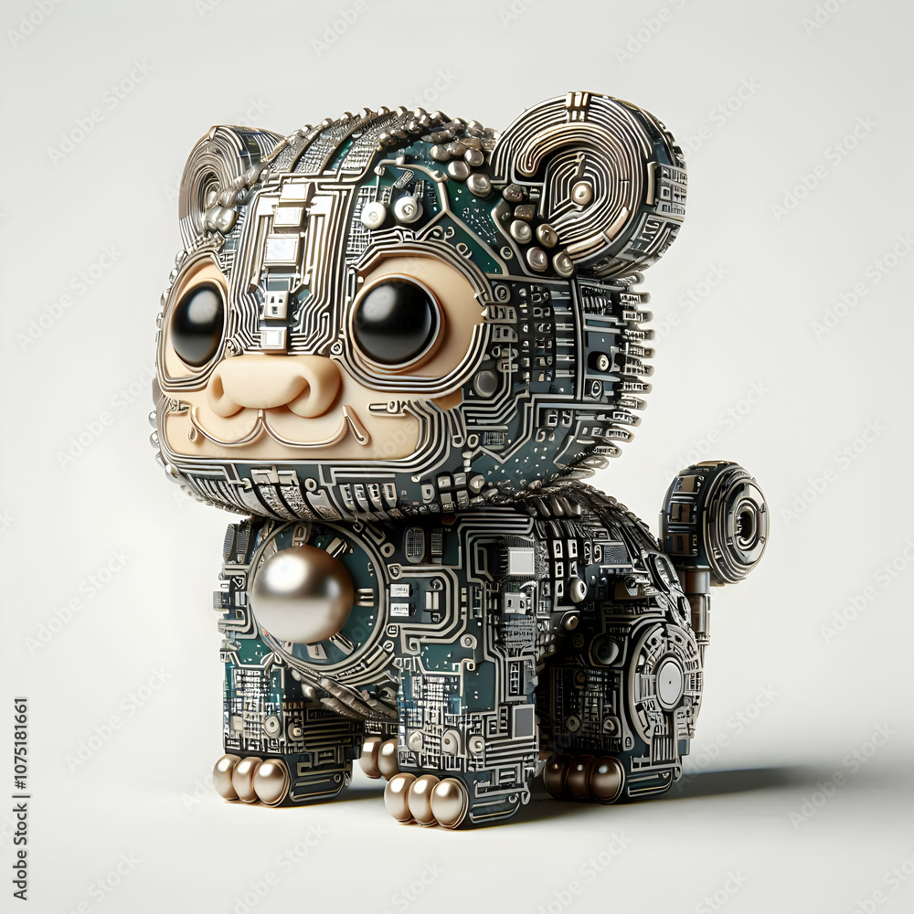 3D Macro Image Chinese Zodiac Animal Circuit Boards Close Up for Chinese New Year Concept Cute Chibi Inscription Copy Space Below for Branding Technology Meets Culture 3D Macro Image Chinese Zodiac Animal Circuit Boards Close Up for Chinese New Year Concept Cute Chibi Inscription Copy Space Below for Branding Technology Meets Culture
