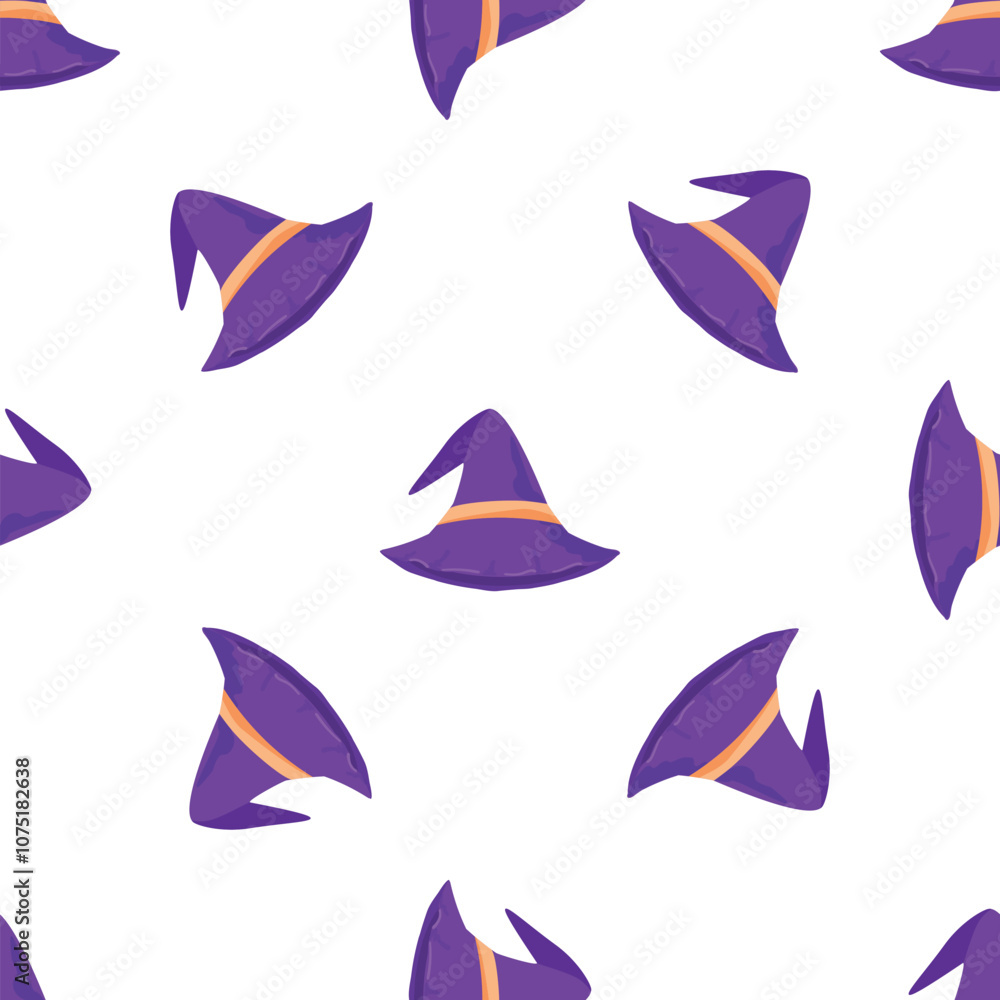 Seamless pattern with purple witch hats, creating a festive atmosphere for halloween celebrations Seamless pattern with purple witch hats, creating a festive atmosphere for halloween celebrations