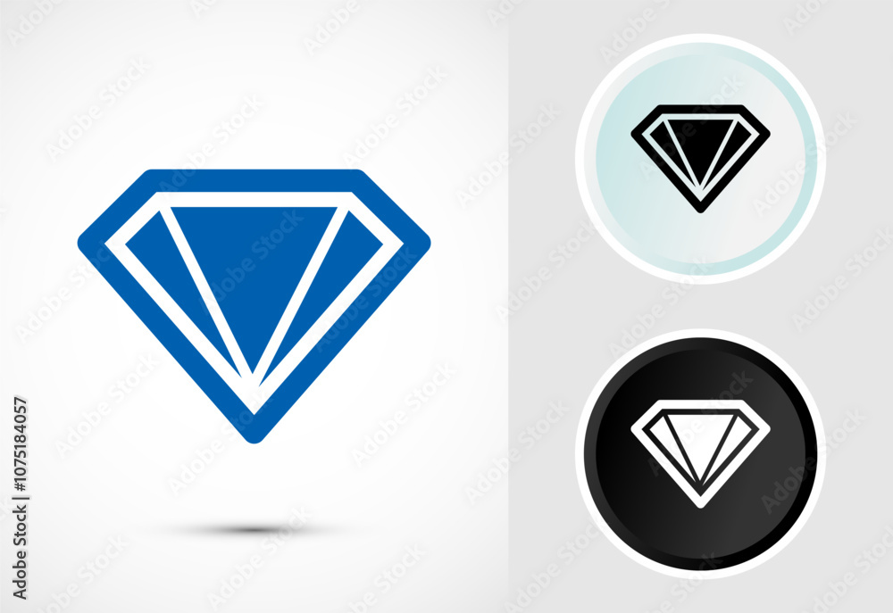 Diamond icon button design illustration. Jewel and gem icon Diamond icon button design illustration. Jewel and gem icon